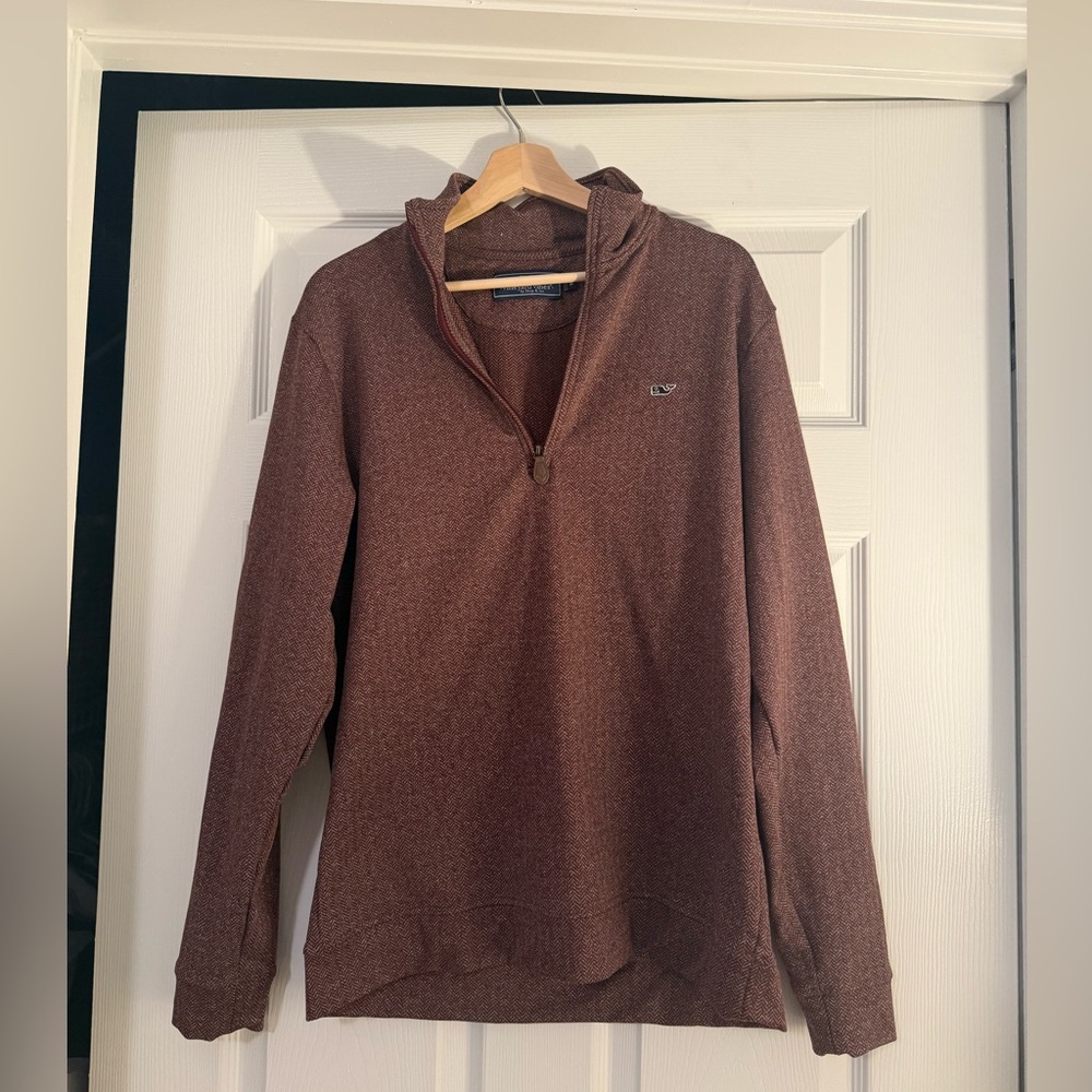 Vineyard Vines Men's Brown Quarter-Zip Sweater